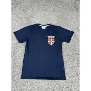 Cambridge University Shirt Mens Small Navy Blue Crest Tee Short Sleeve College